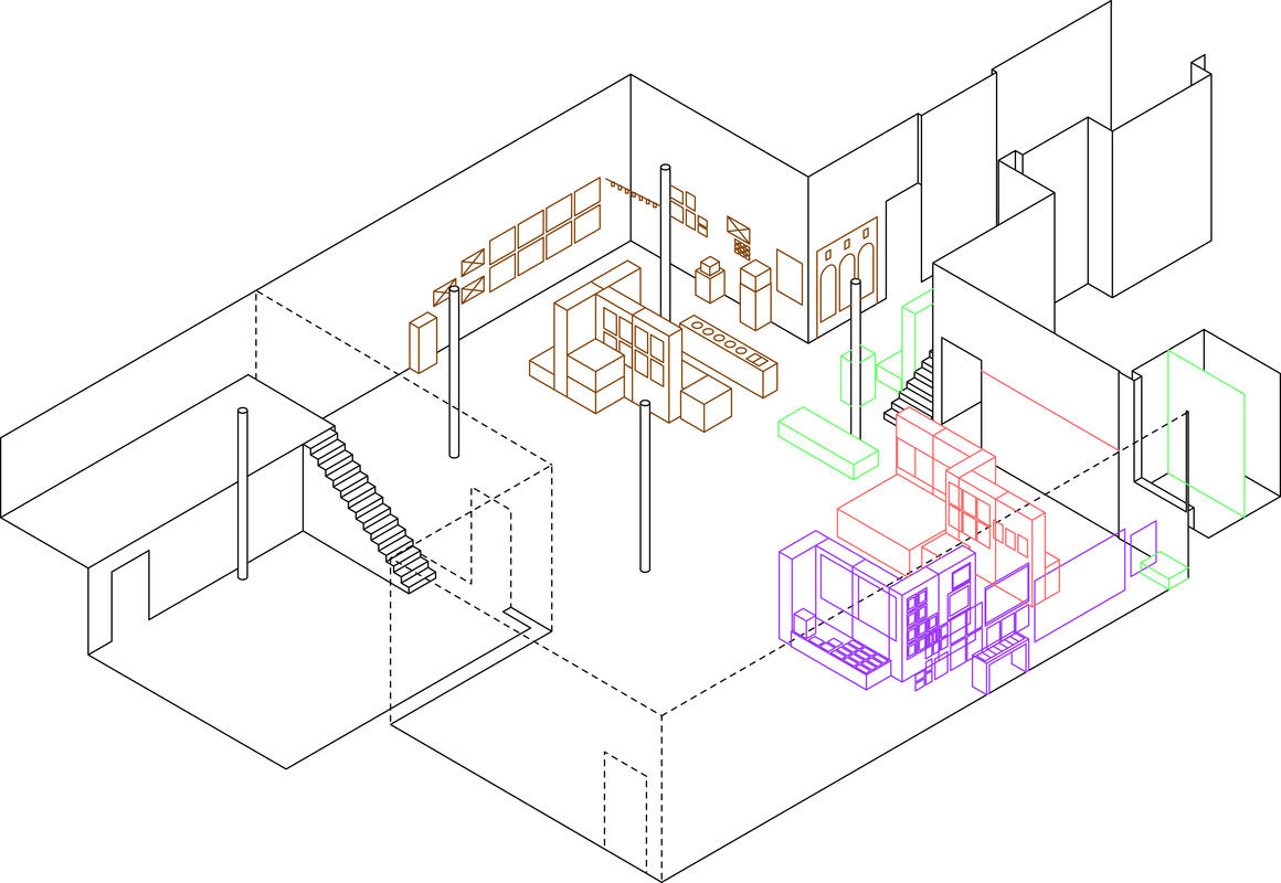 plan de l'exposition en 2D en construction<br>	