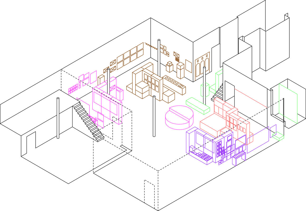 plan de l'exposition en 2D en construction<br>	