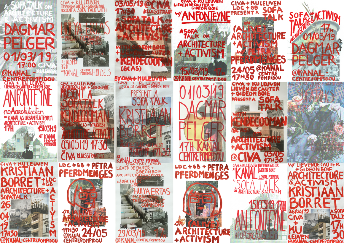 Affiches de plusieurs événements à KANAL Brut<br>	