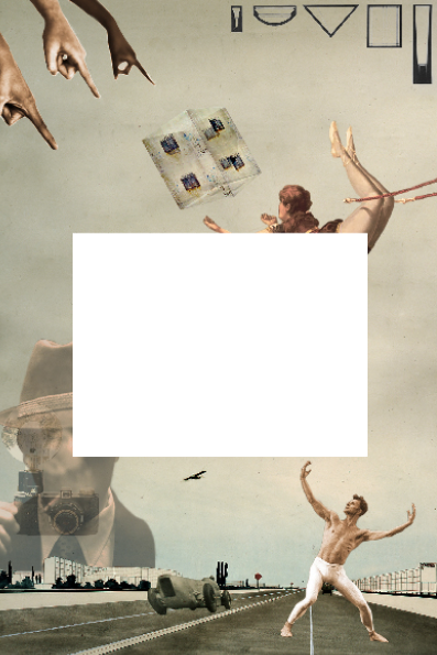 collage d'images avec un carré blanc au milieu<br>	