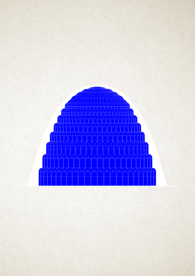 dessin d'un dome bleu <br>	