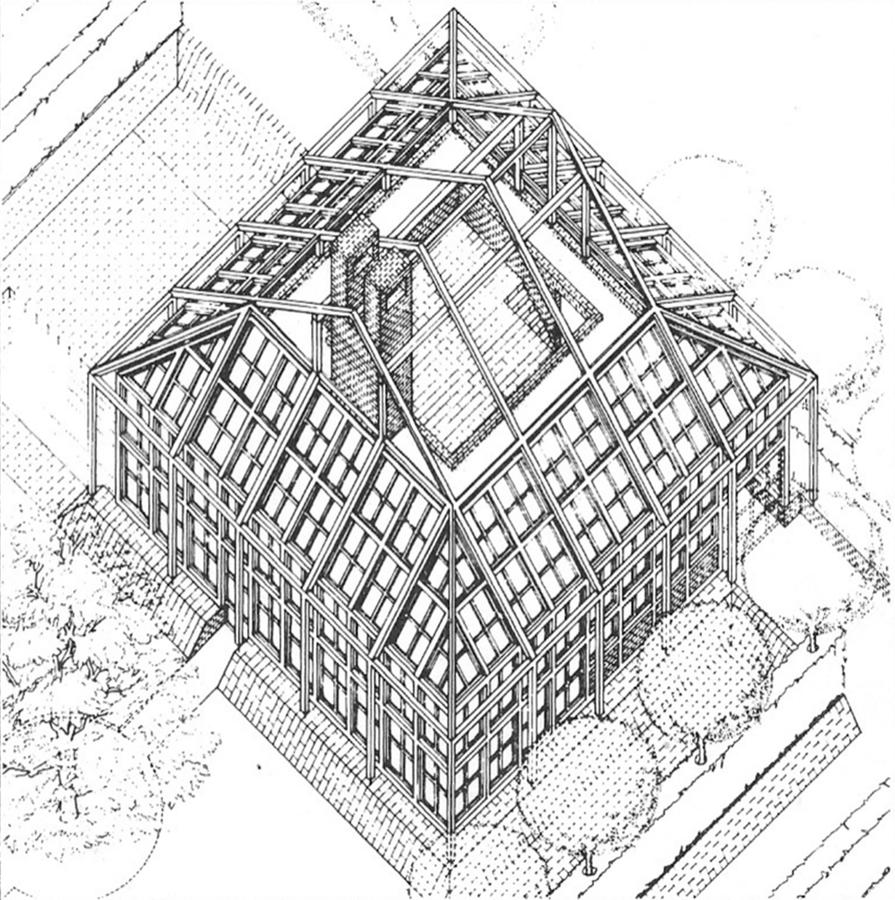 Dessin d'un habitat solaire<br>	
