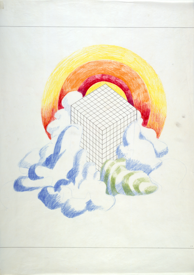Superstudio, Untitled, 1968. Oil pastels and China ink on tracing paper. Centre Pompidou, Mnam-CCI<br> &copy; Superstudio, Untitled, 1968. Centre Pompidou, Mnam-CCI 	