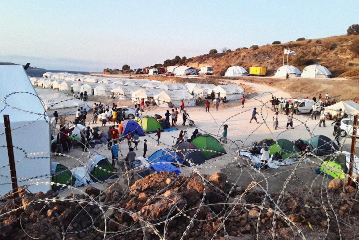 photo of a refugee camp<br>	